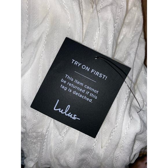 NWT Lulus size XL White Lined Long Sleeve Boho Style Dress Elastic Wrist Back - Picture 9 of 12